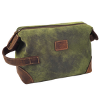 Leather Village Green Leather Dopp Kit for Travel and Grooming Essentials Organization