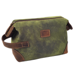 Leather Vintage Travel Toiletry Bag - Green