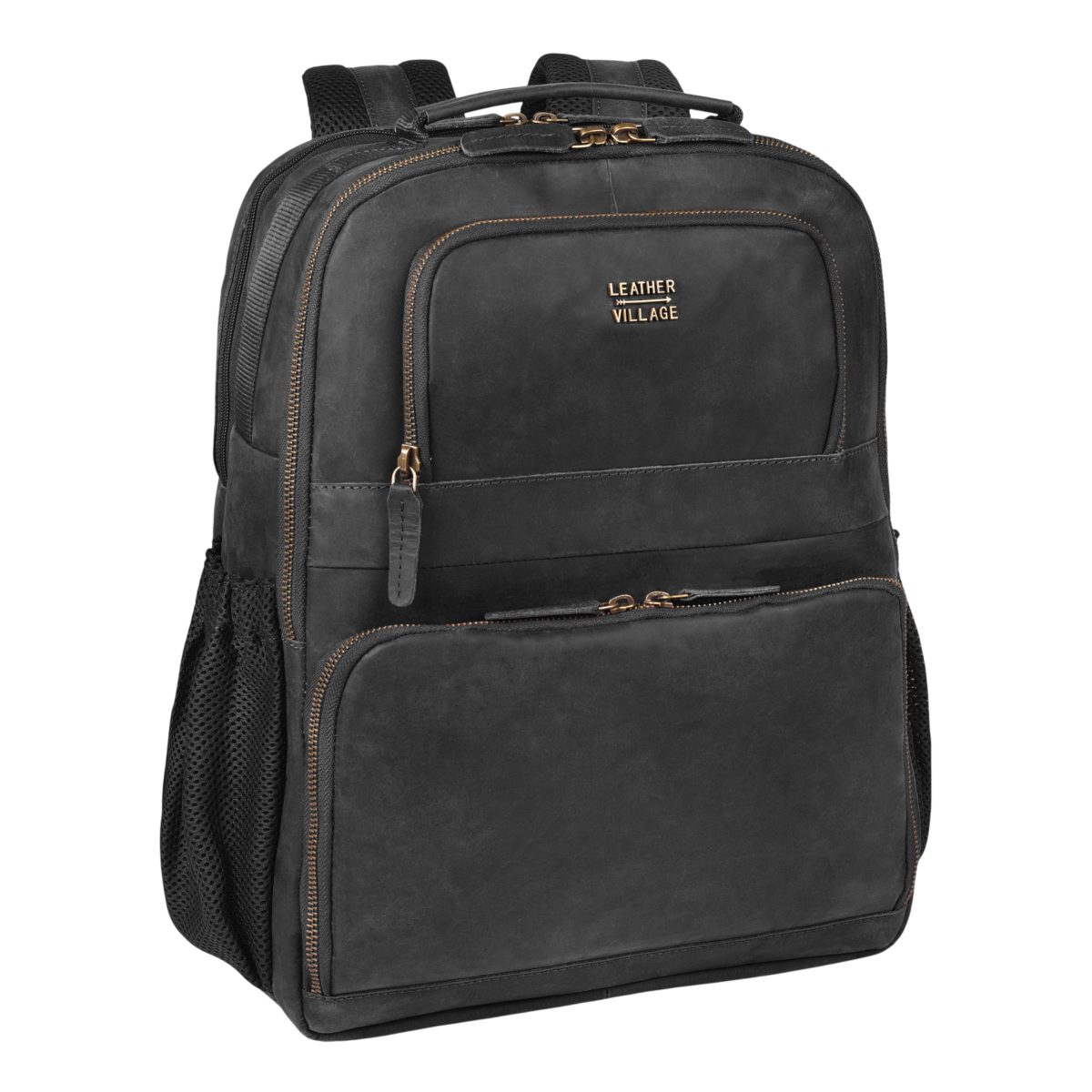 Vintage Leather Laptop Backpack Black Travel Bag