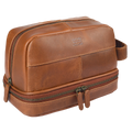 Leather Village leather toiletry bag with zipper travel organizer compartments