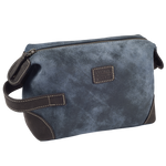 Leather Vintage Travel Toiletry Bag - Blue