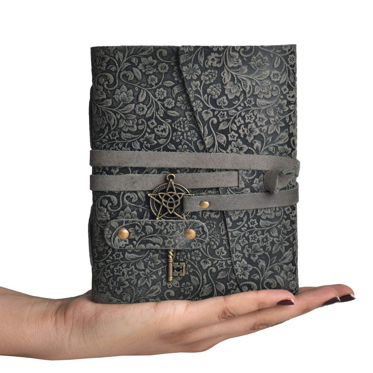 Leather Bound Journal Floral Embossed Notebook - 260 Page- 7"X5"- Vintage Paper Writing Journal Sketchbook