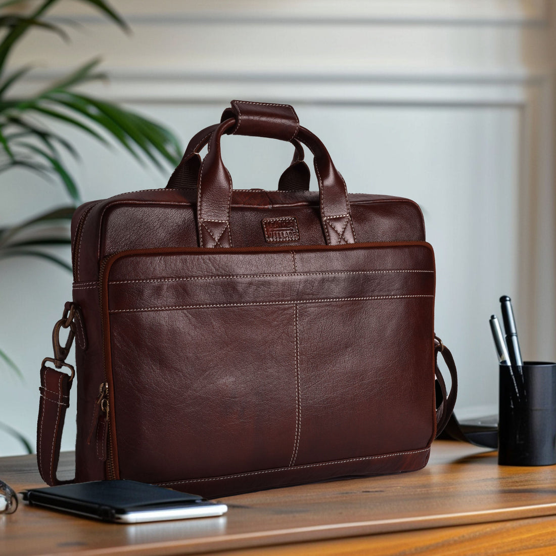 LEATHER VILLAGE 16" Leather Laptop Messenger Briefcase Bag for Men-Brown-Leather Satchel for Travel and Office Shoulder Bag