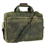 Leather Laptop Messenger Briefcase Bag - OLIVE