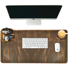 Real Leather Desk Mat for Desktop & Laptop - Brown Leather Village
