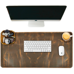 Real Leather Desk Mat for Desktop & Laptop - Brown