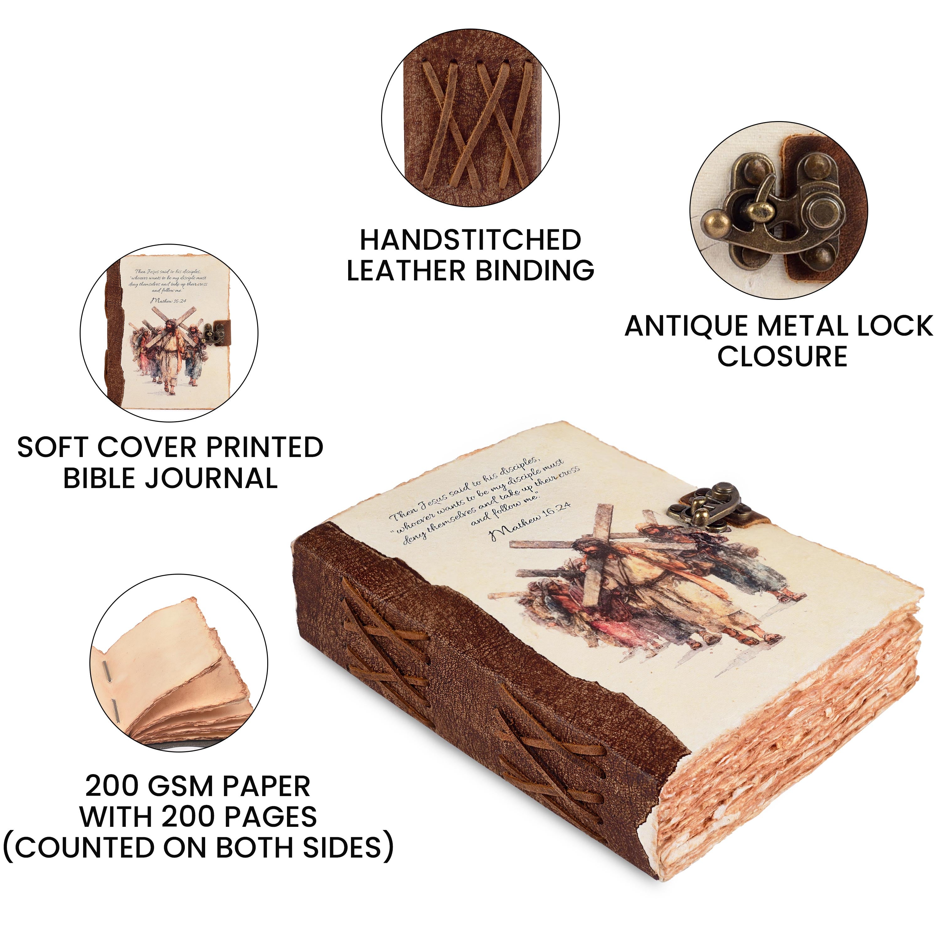 Mathew 16:24 Leather Journal