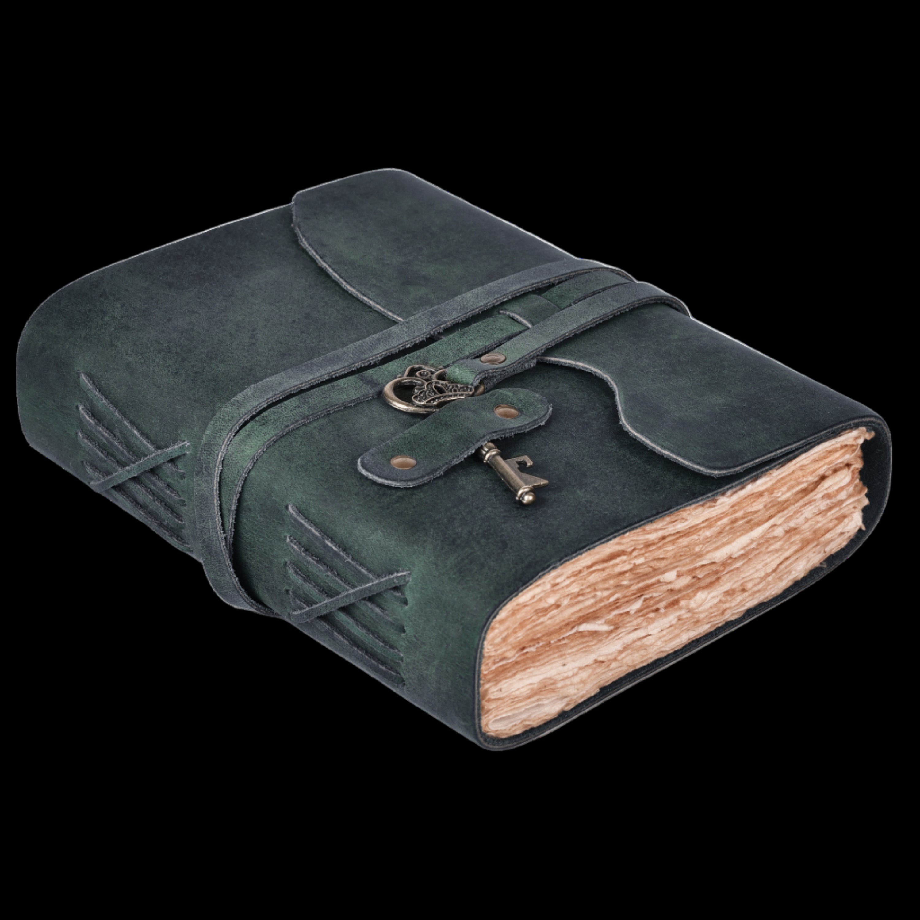 HANDCRAFTED VINTAGE LEATHER JOURNAL WITH ANTIQUE KEY - BOOK OF SHADOWS JOURNAL FOR MEN & WOMEN