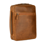 Tan Leather Bible Cover with Zipper - Protective Bible Case