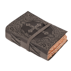 Vintage black leather Holy Bible with embossed cross design