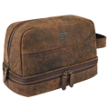 Leather Village Distressed Brown Leather Dopp Kit for Travel and Grooming Essentials