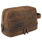Leather Village Distressed Brown Leather Dopp Kit for Travel and Grooming Essentials