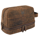 Leather Dopkit Travel Toiletry Bag - Distressed Brown