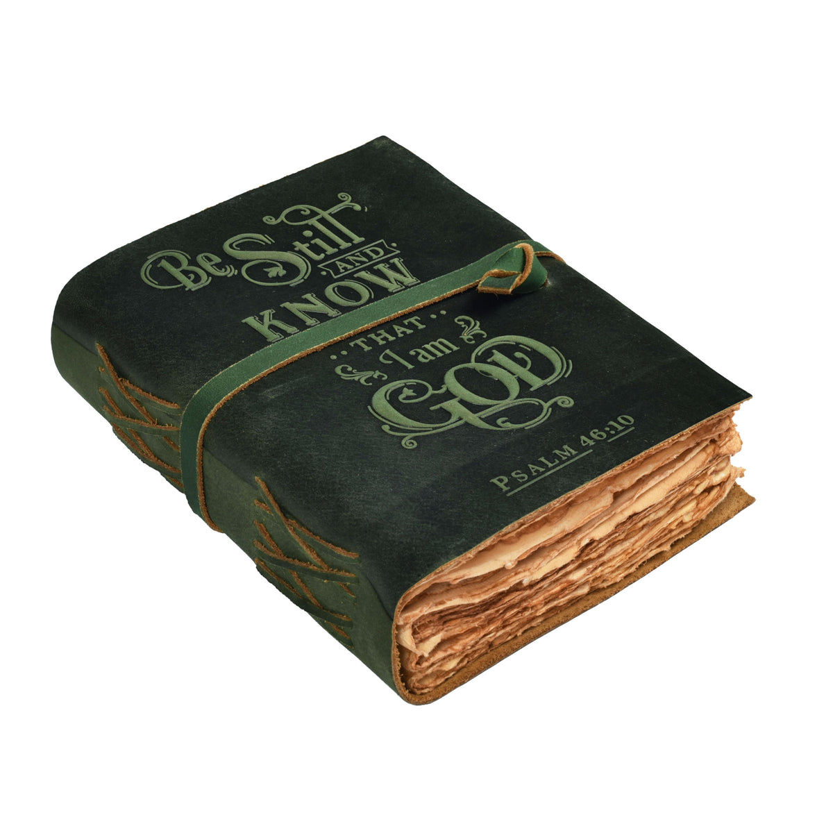Prayer Journal Psalm 46:10 Embossed Journal Leather Bound Bible Study Journal - 200 Pages Handmade Cotton Deckle Edge Paper for Drawing, Writing & Sketching