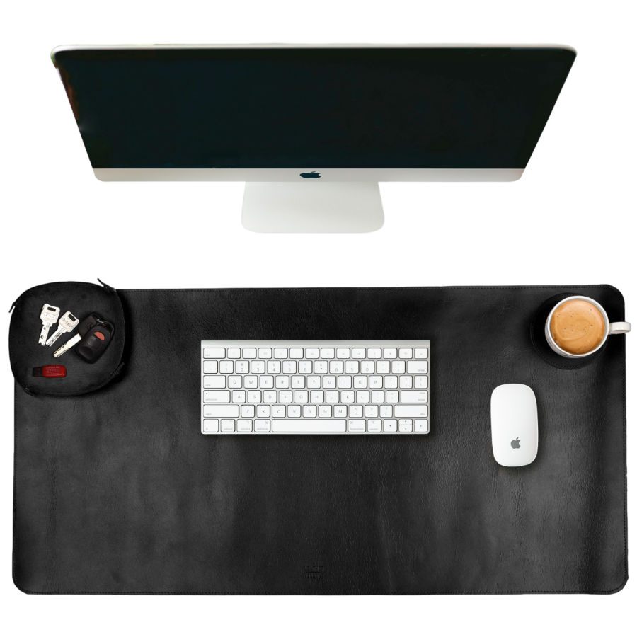 Leather Village tan elegant leather writing desk mat pad
