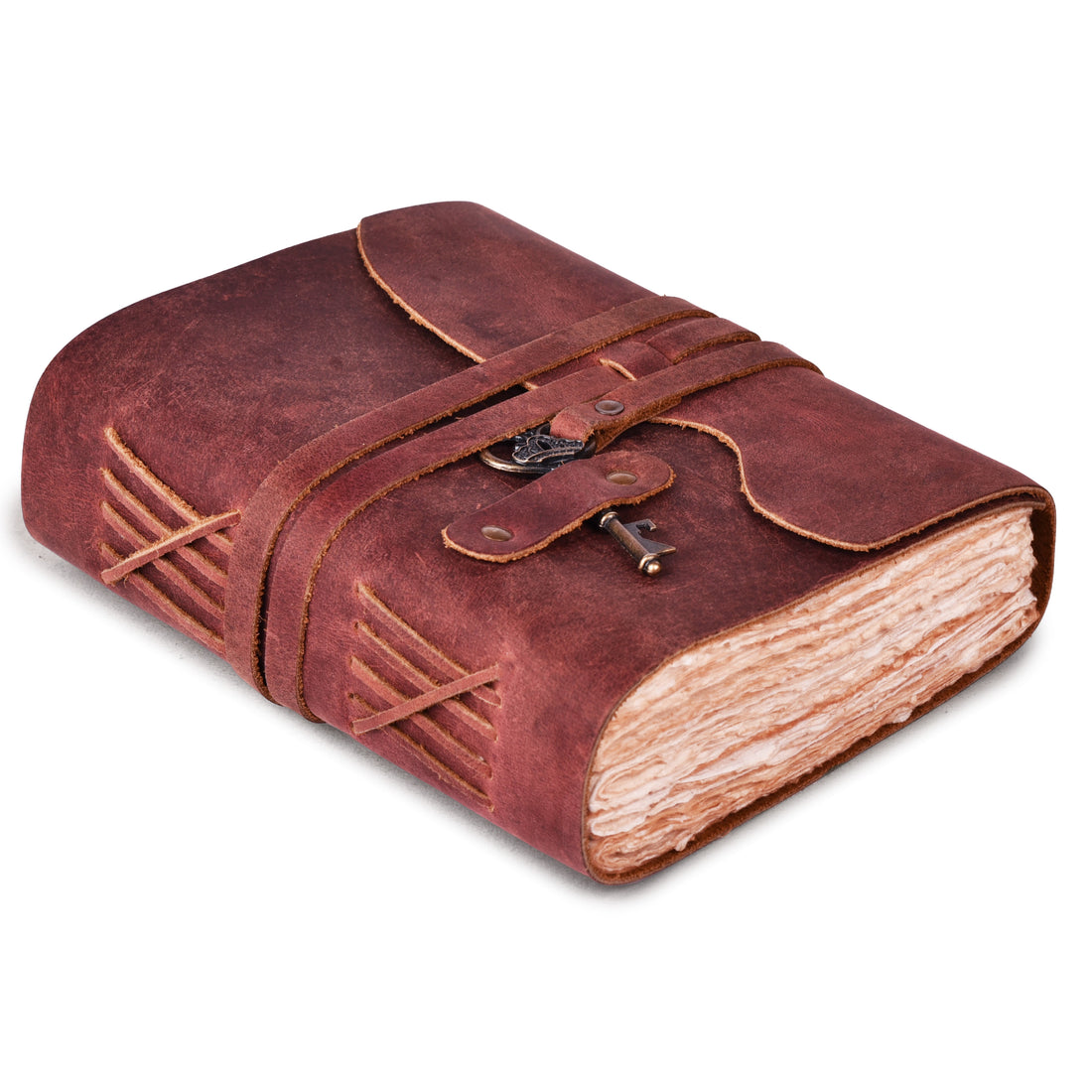 HANDCRAFTED VINTAGE LEATHER JOURNAL WITH ANTIQUE KEY - BOOK OF SHADOWS JOURNAL FOR MEN & WOMEN