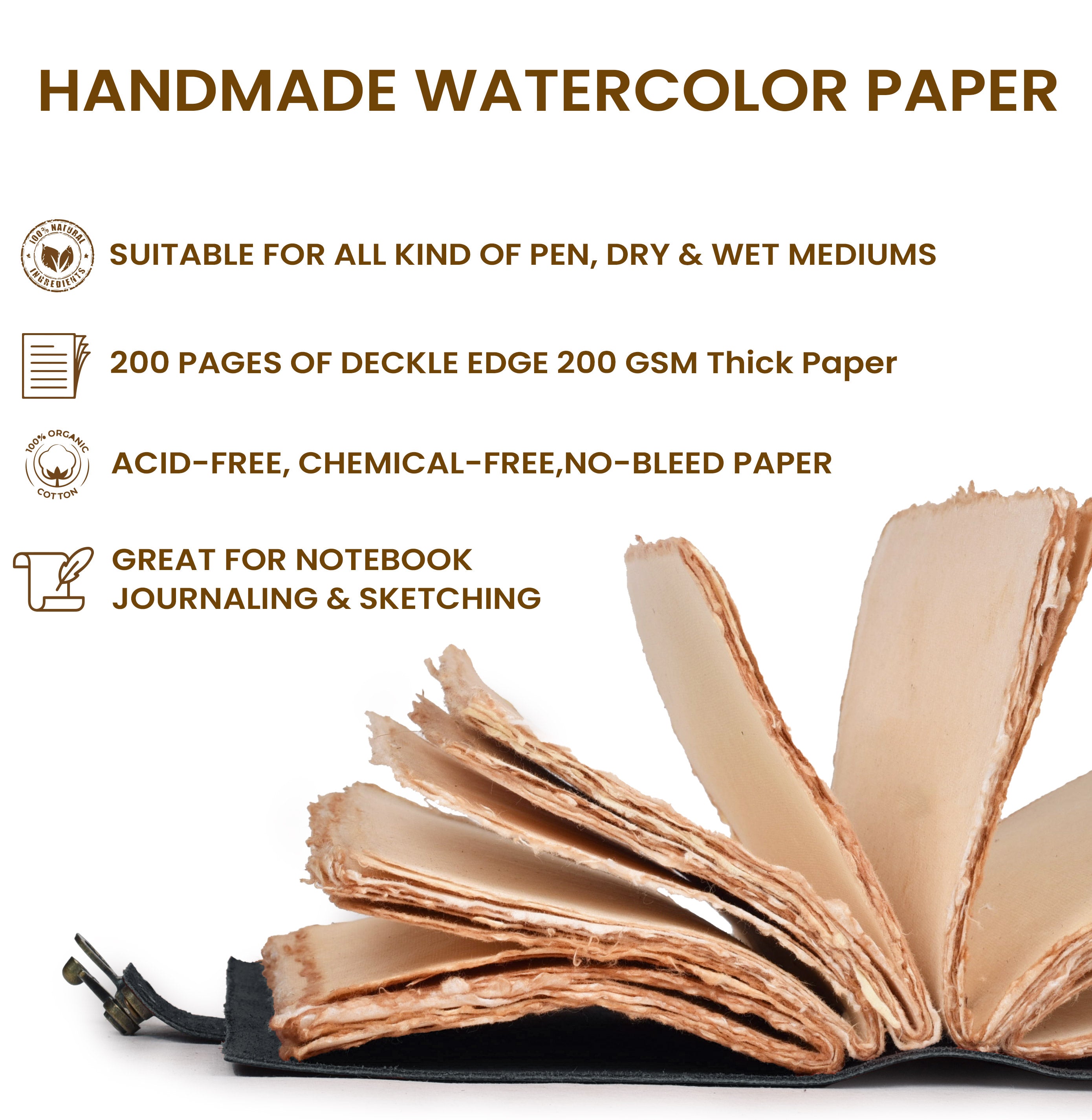 Leather Bound Vintage Journal for Women & Men - Book of Shadows - Lock Closure - 200 Pages of Antique Deckle Edges Handmade Paper