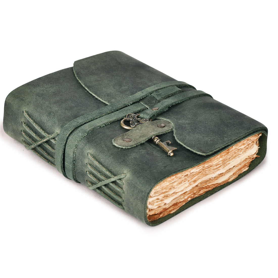 HANDCRAFTED VINTAGE LEATHER JOURNAL WITH ANTIQUE KEY - BOOK OF SHADOWS JOURNAL FOR MEN & WOMEN