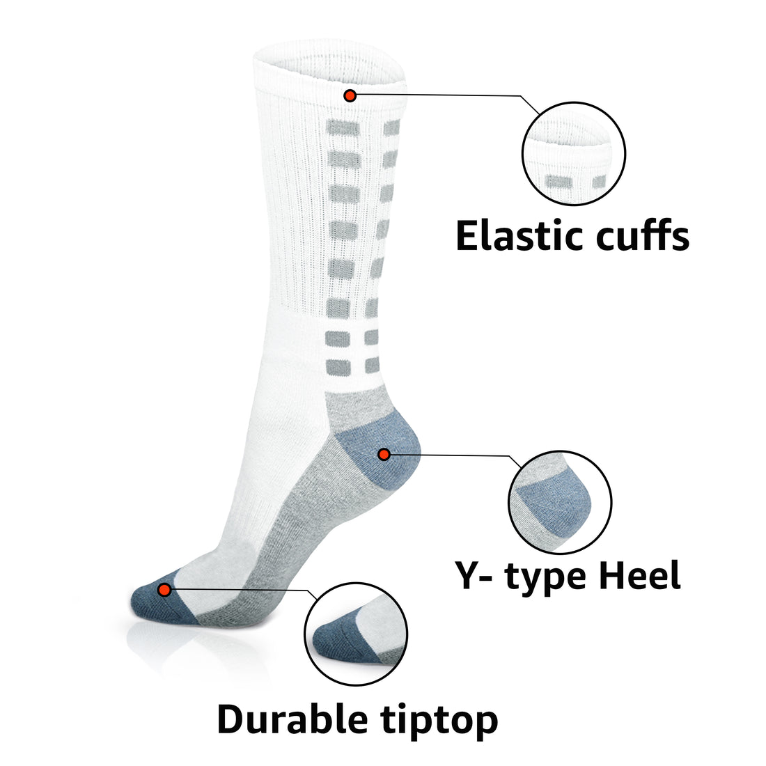 Grip Socks - Non-Slip Cushioned Comfort, Arch Support, Moisture-Wicking Running Socks for Men & Women Pack of 3