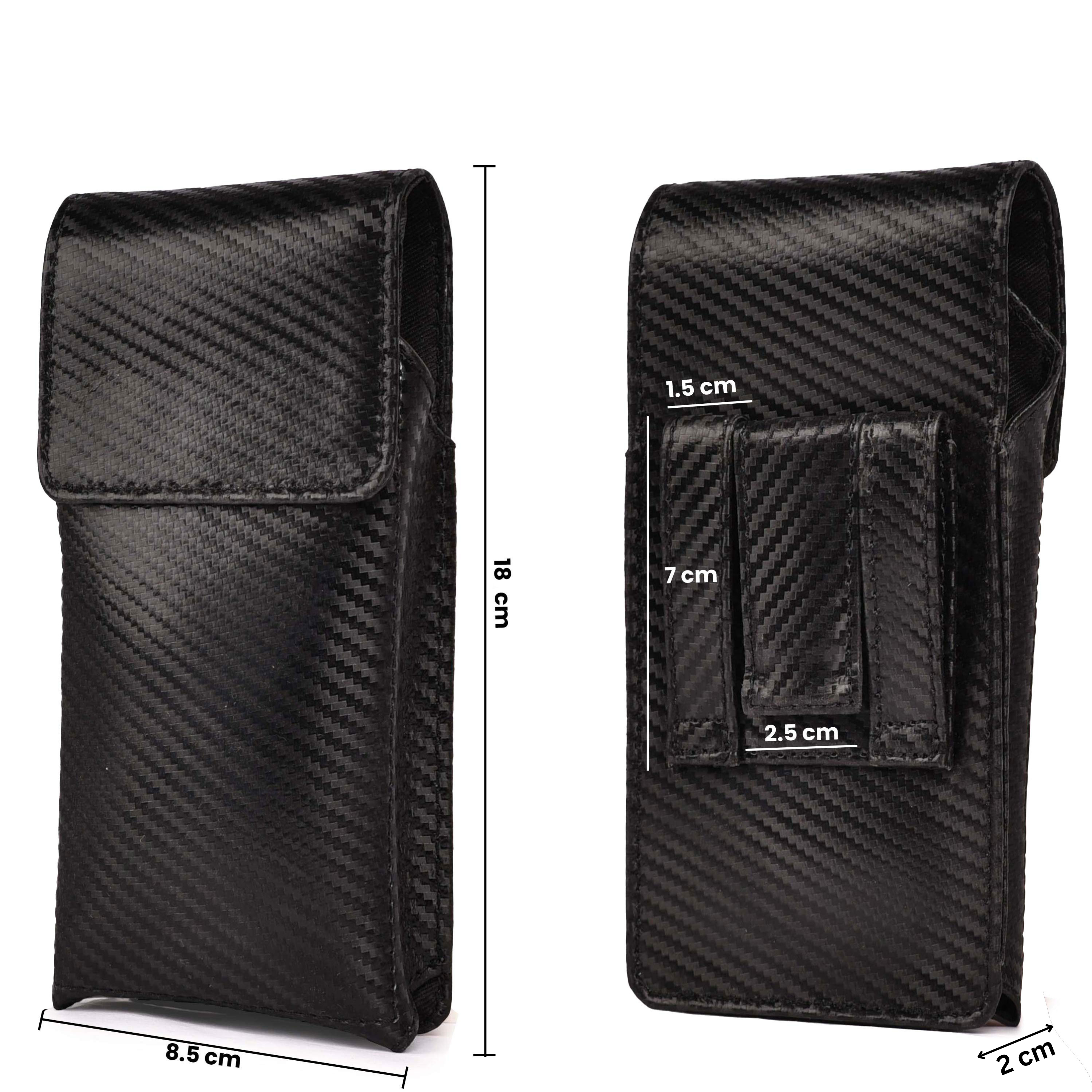 LEATHER VILLAGE Carbon Fiber Genuine Leather Phone Holster with Belt Clip - Available in Black, Brown, Tan