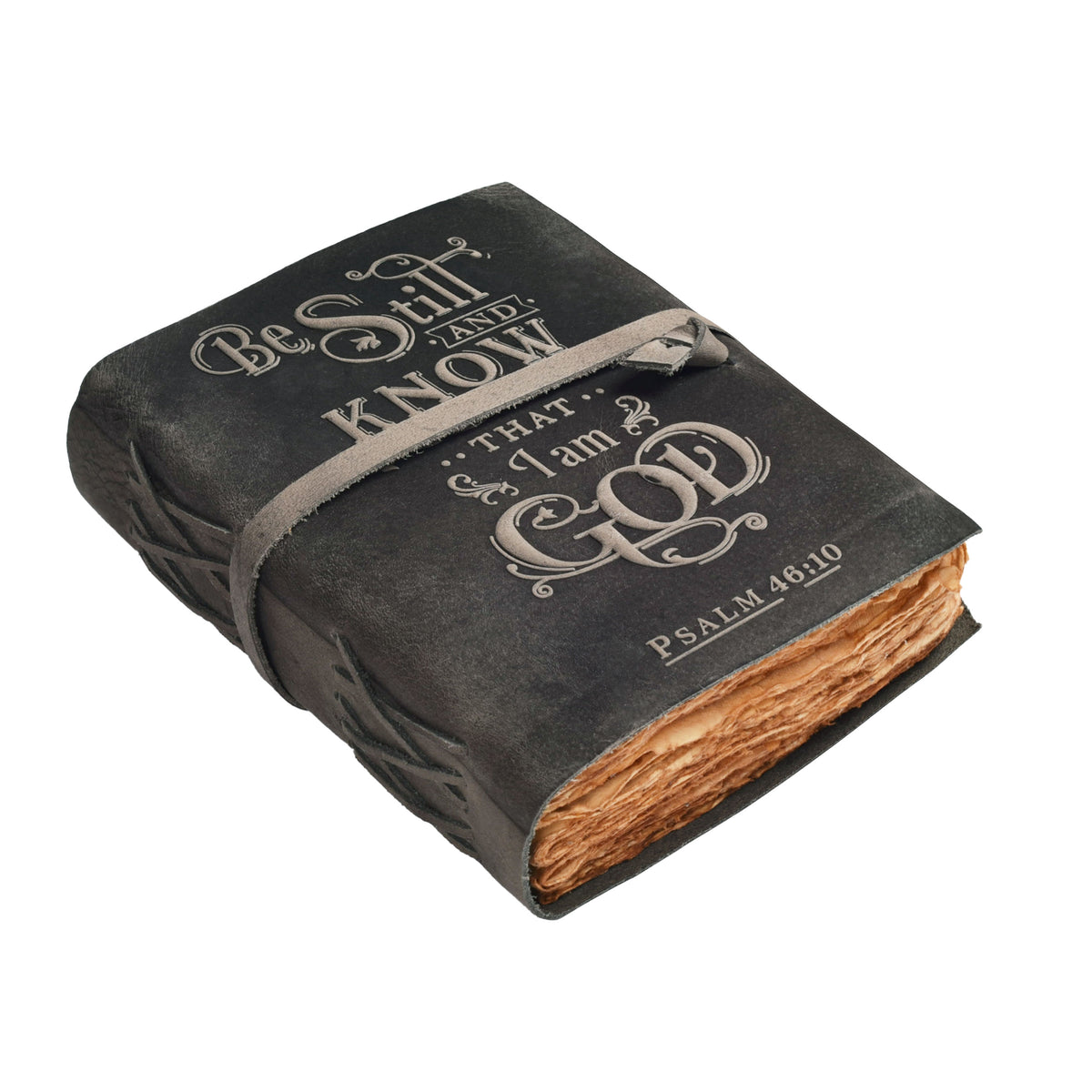 Prayer Journal Psalm 46:10 Embossed Journal Leather Bound Bible Study Journal - 200 Pages Handmade Cotton Deckle Edge Paper for Drawing, Writing & Sketching