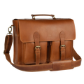 Briefcase Leather Messenger Bag - Tan