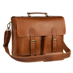 Briefcase Leather Messenger Bag - Tan