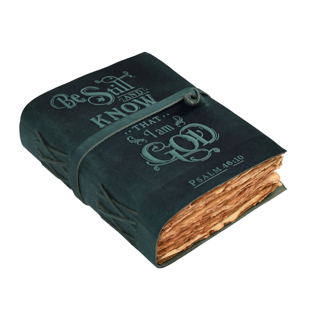 Prayer Journal Psalm 46:10 Embossed Journal Leather Bound Bible Study Journal - 200 Pages Handmade Cotton Deckle Edge Paper for Drawing, Writing & Sketching