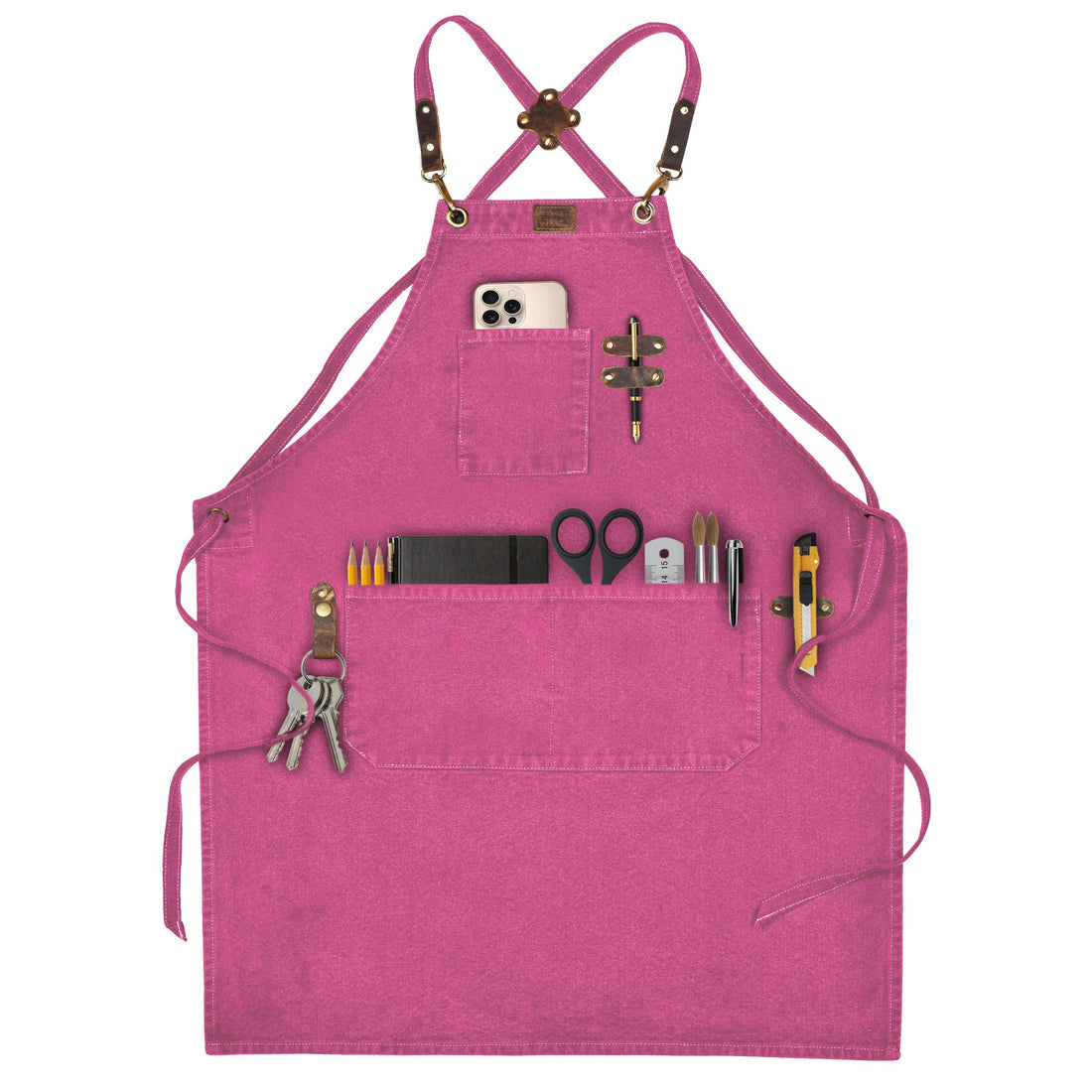 Chef Aprons for Men Women with Large Pockets, Cotton Canvas Cross Back Adjustable Work Apron, Size M to XXL