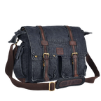 Canvas Messenger Shoulder Bag - Gray