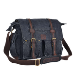 Canvas Messenger Shoulder Bag - Gray