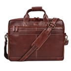 Leather Laptop Messenger Briefcase Bag - RED