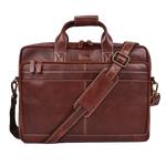 Leather Laptop Messenger Briefcase Bag - RED