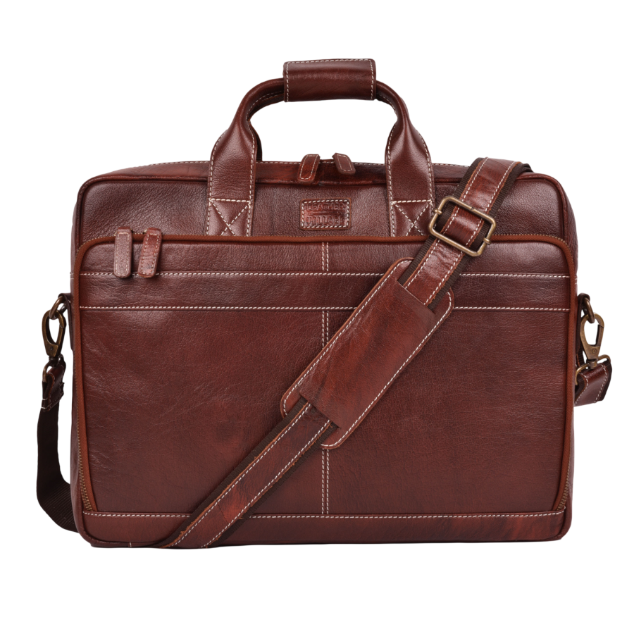 Leather Laptop Messenger Briefcase Bag - RED
