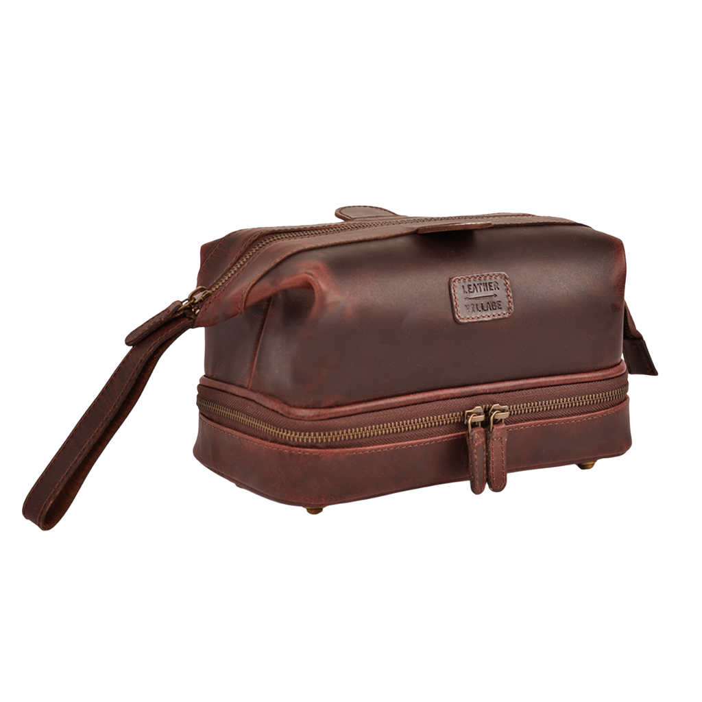Cherry Leather Dopp Kit – Travel Toiletry Bag