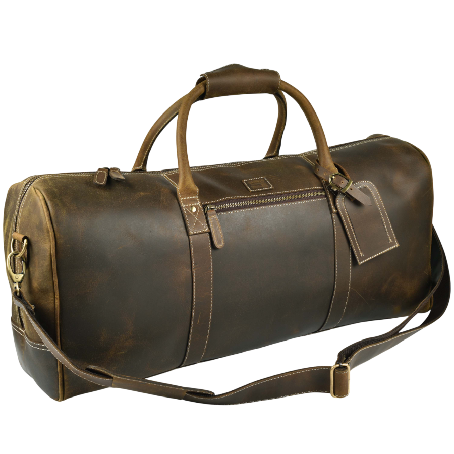 Leather Travel Duffel Bag - Mud