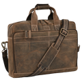 Leather Laptop Messenger Briefcase Bag - Cappuccino Brown