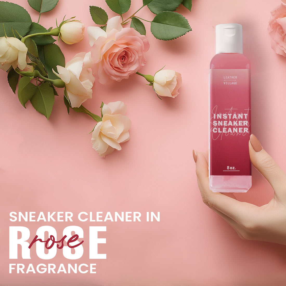 Shoe Cleaner Kit with Bottle and Brush - 8oz & 4oz Available in Lavender, Rose, Jasmine & Cittronela Fragrance | All-Natural, Chemical-Free Formula | Safe for Nubuck, Canvas, Suede, and Mesh Shoes