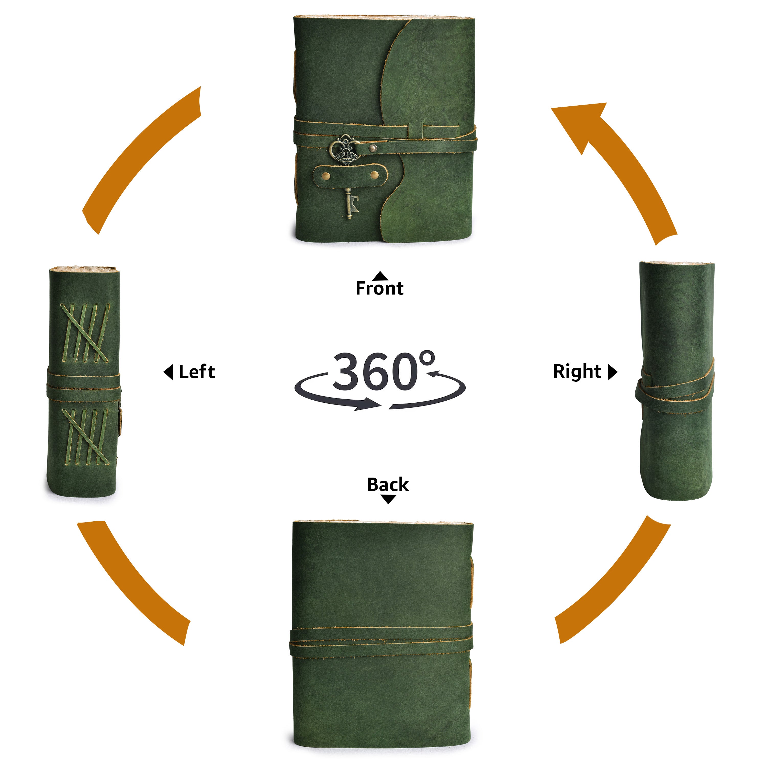 HANDCRAFTED VINTAGE LEATHER JOURNAL WITH ANTIQUE KEY - BOOK OF SHADOWS JOURNAL FOR MEN & WOMEN