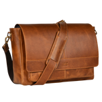 Handmade Vintage Leather Messenger Bag - Tan