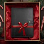 Leather Village carbon black sleek business organizer folder