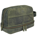 Leather Dopp Kit Travel Toiletry Bag - Olive