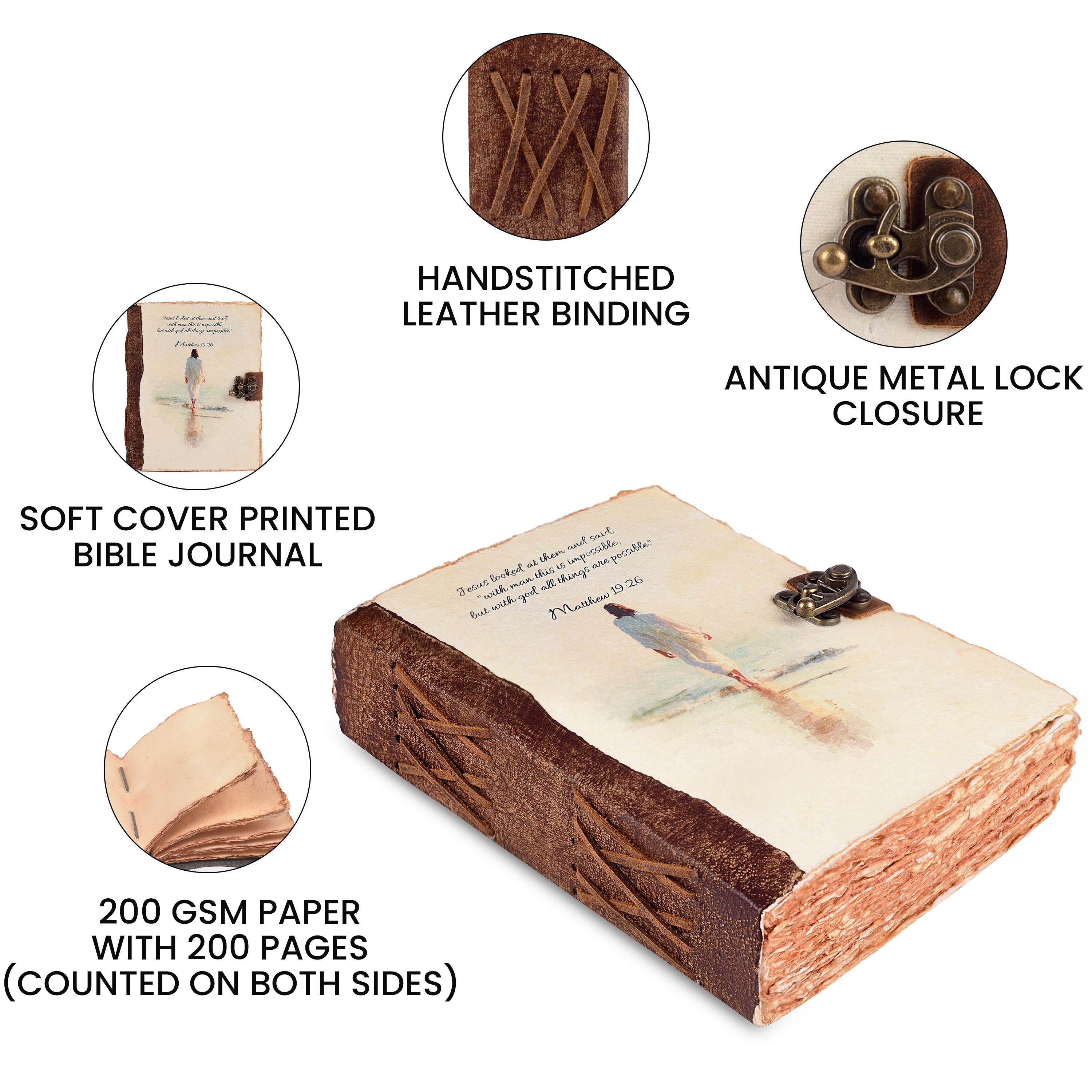 Mathew 19:26 Leather Journal