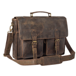 Briefcase Leather Messenger Bag - Rustic Brown