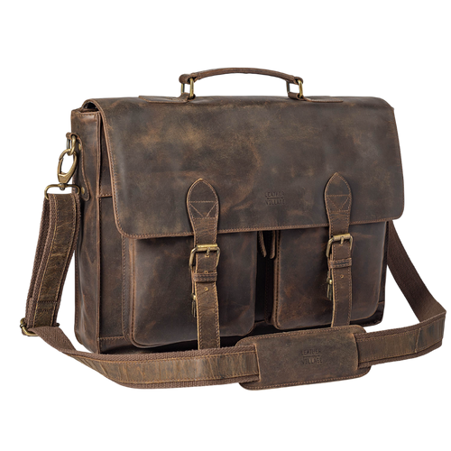 Leather Village leather briefcase messenger bag for work