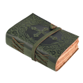 Vintage green leather Holy Bible with embossed cross design