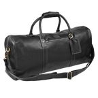 Leather Travel Duffel Bag - Black