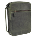 Olive Leather Bible Cover with Zipper - Protective Bible Case Leather Village