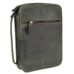 Olive Leather Bible Cover with Zipper - Protective Bible Case Leather Village