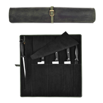 Genuine Leather Knife Roll Case - Olive
